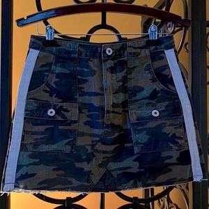 DANCE & MARVEL Camo Mini Denim Skirt